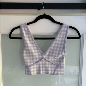 Zara Lilac Check Gingham Crop Top
